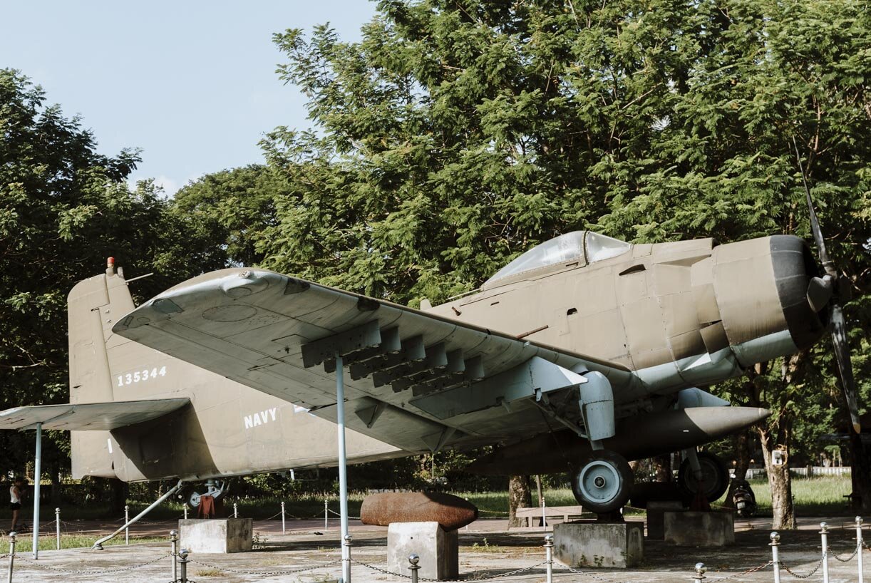 An obsolete airplane at the vietnam military museum in Hanoi