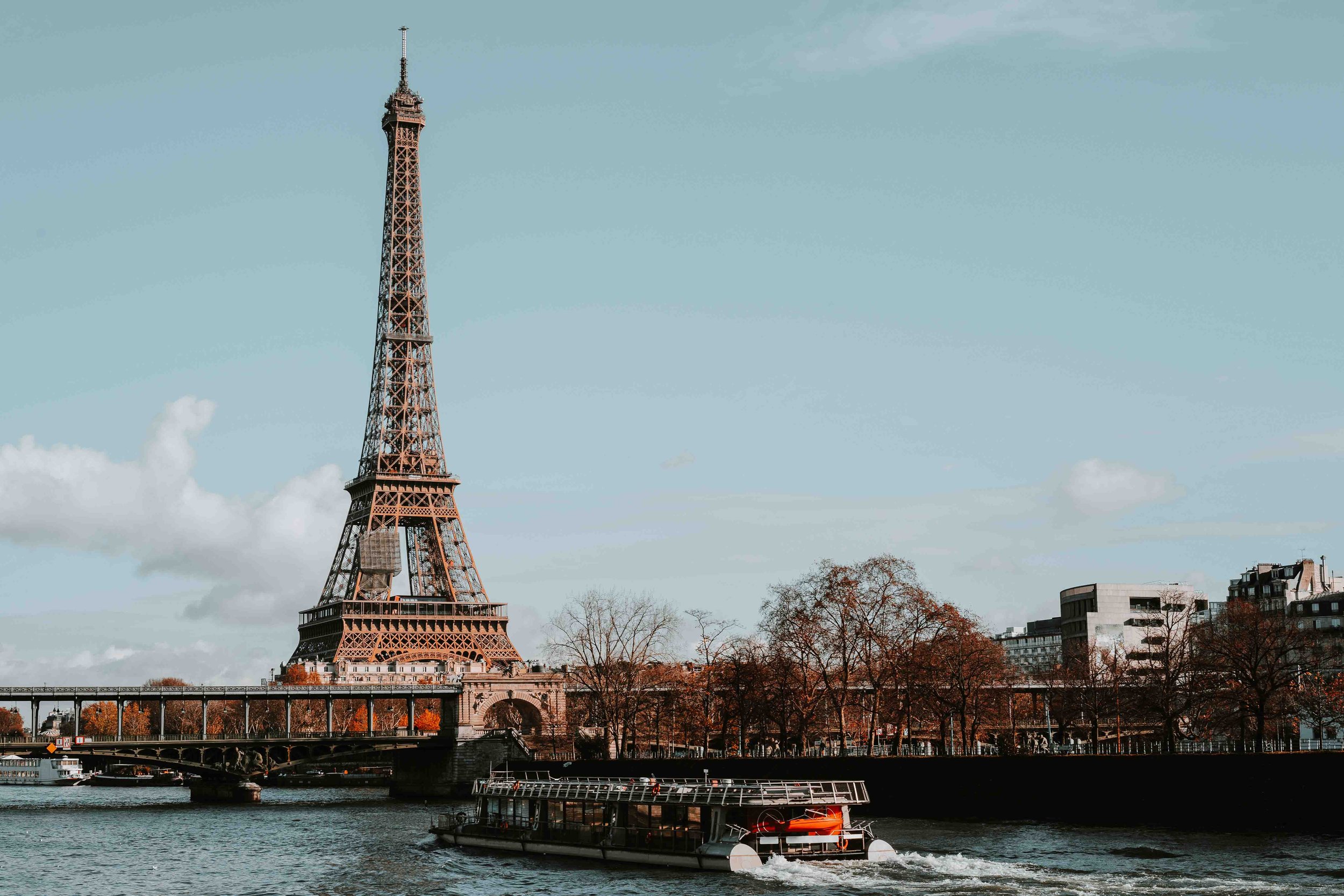 The Eiffel tower in Paris by the Seine on a 3 months Europe itinerary