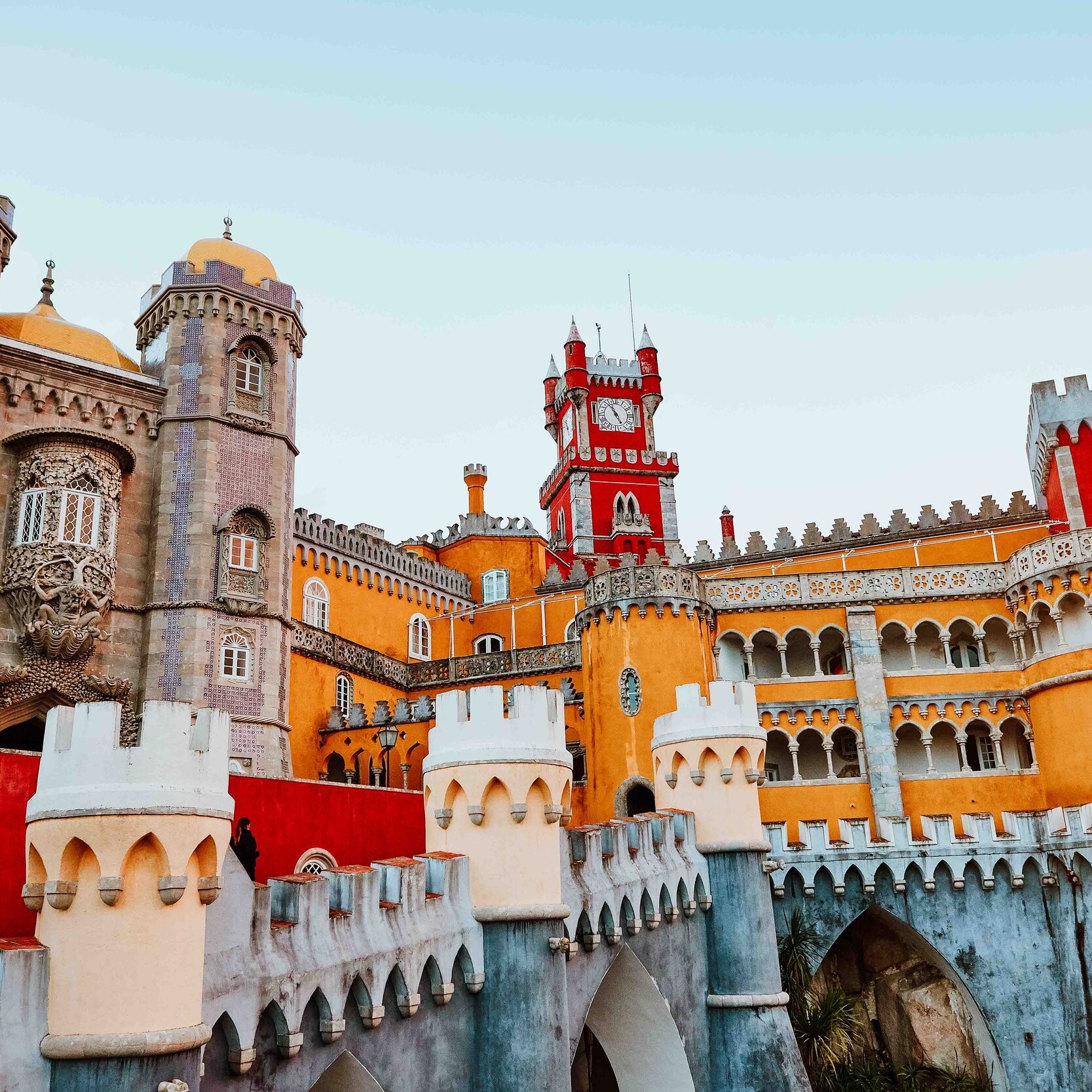 Colourful Pena palace in Sintra Portugal on a 3 month Europe trip budget itinerary
