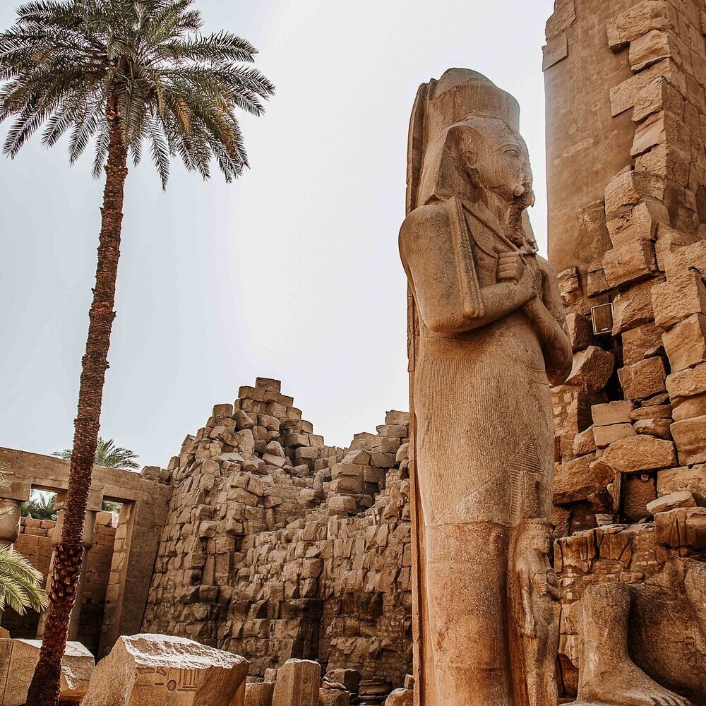 A statue of Rameses at Luxor on a 7 day egypt tour for a week in egypt