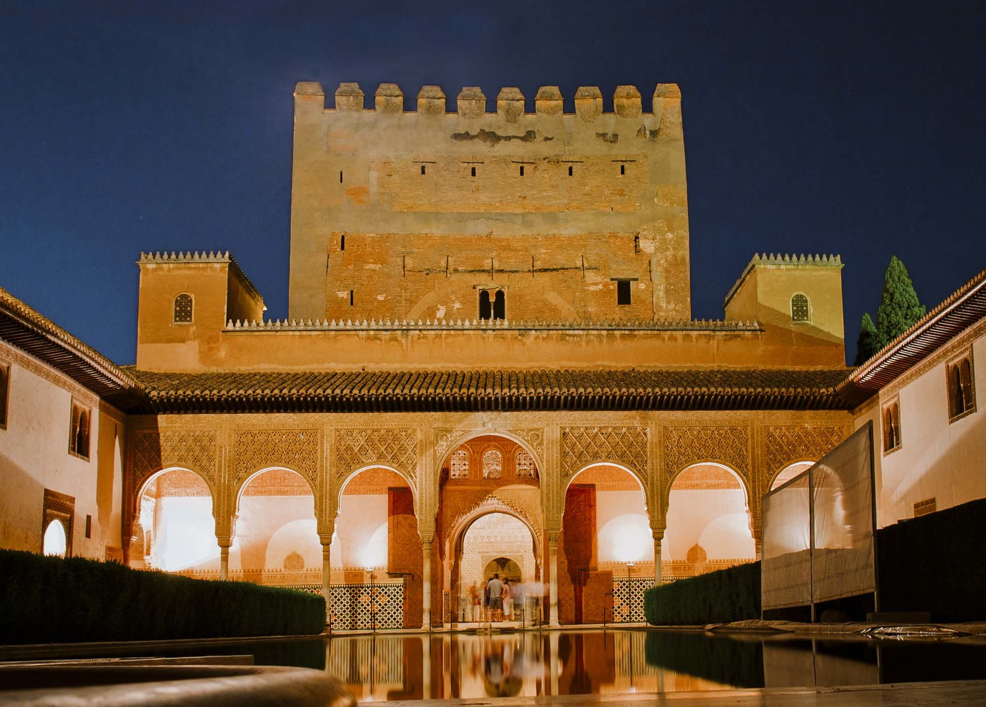 The Nasrid palaces in the Alhambra at night