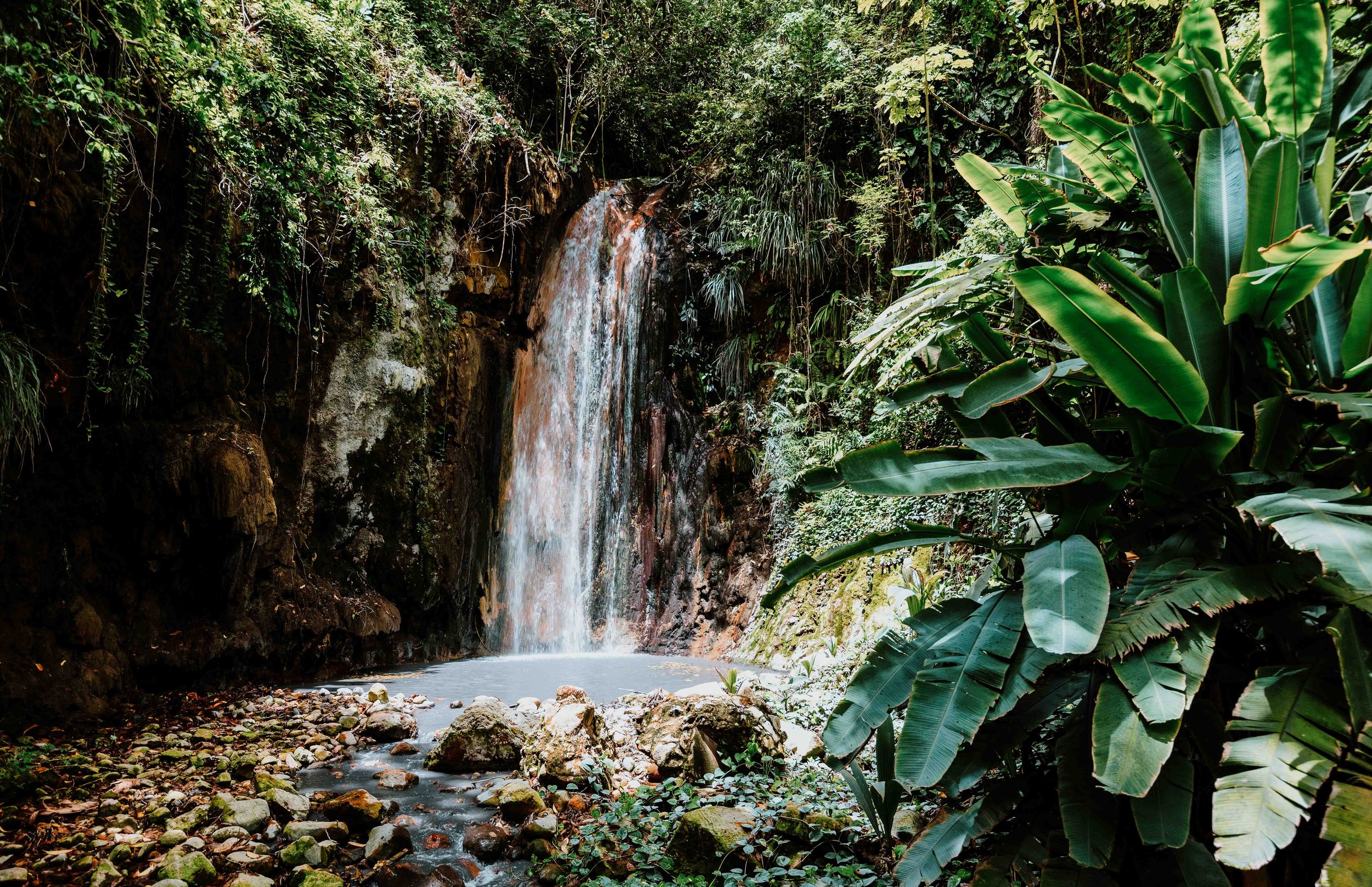 Caribbean in March - Diamond waterfalls in Saint Lucia in March Caribbean March best Caribbean island in March