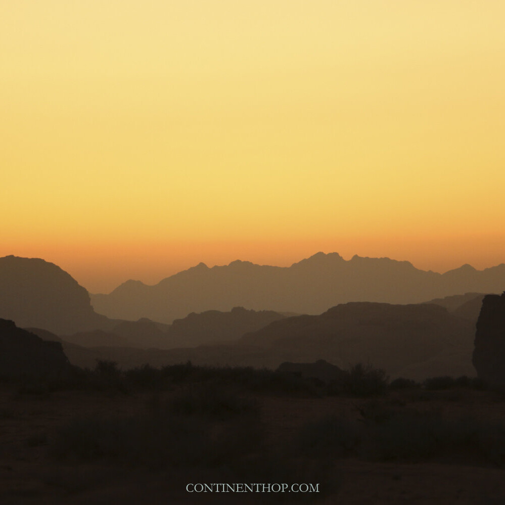 sunset in Wadi Rum during 5 days in Jordan itinerary