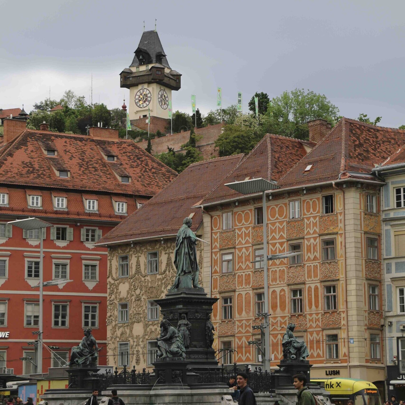 People walking in the town center of Graz on your Austria Itinerary