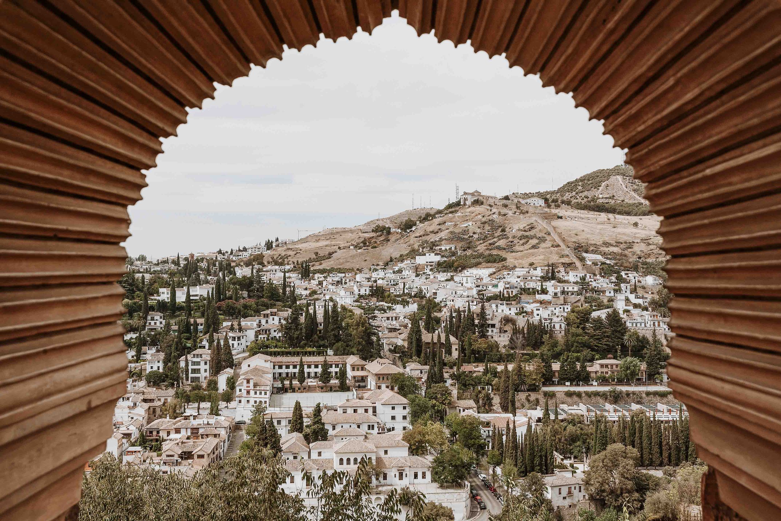 View of the Granada countryside from Alhambra on day trips from seville to granada