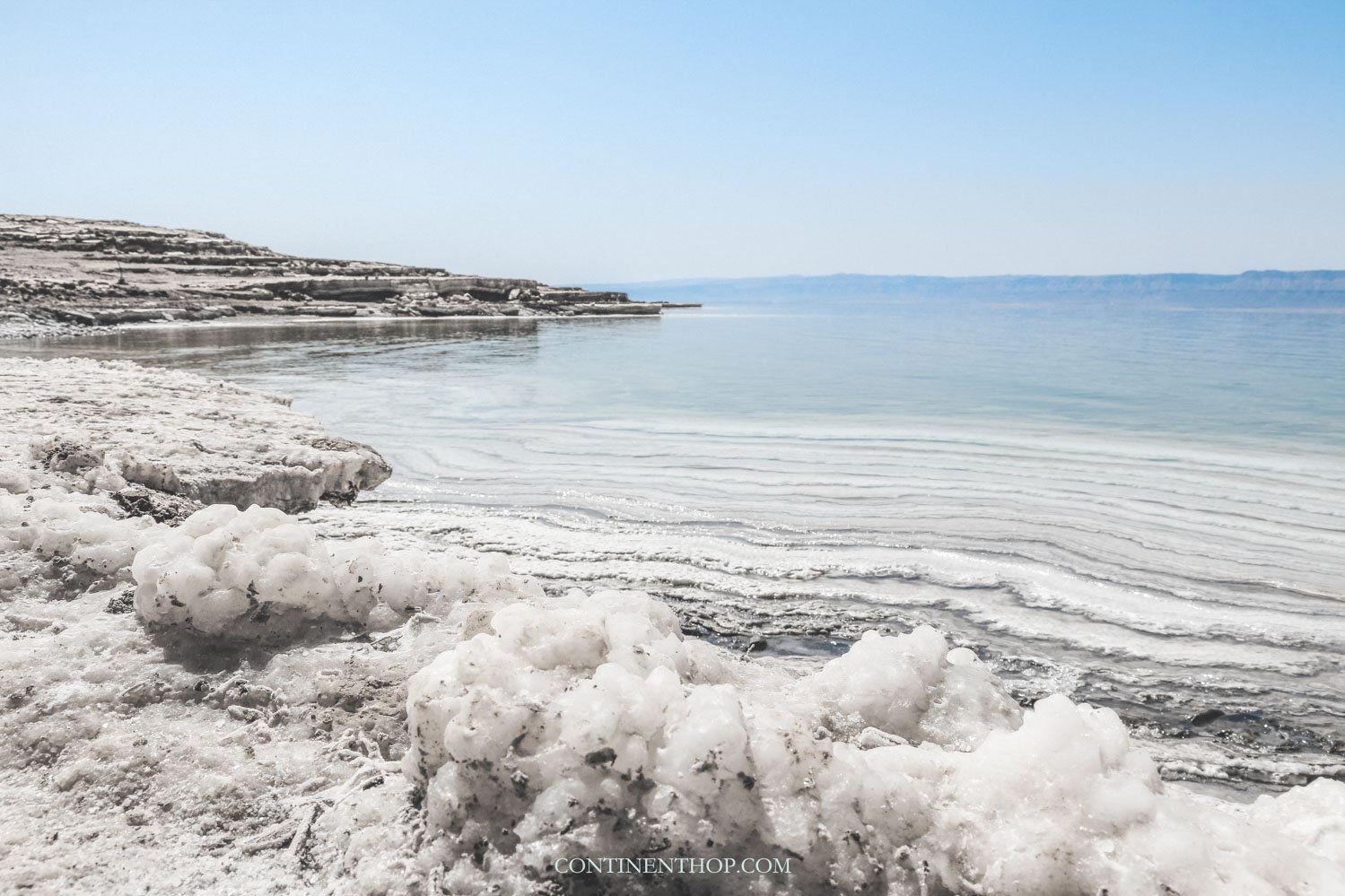 Salt crystal formations while floating in the dead sea