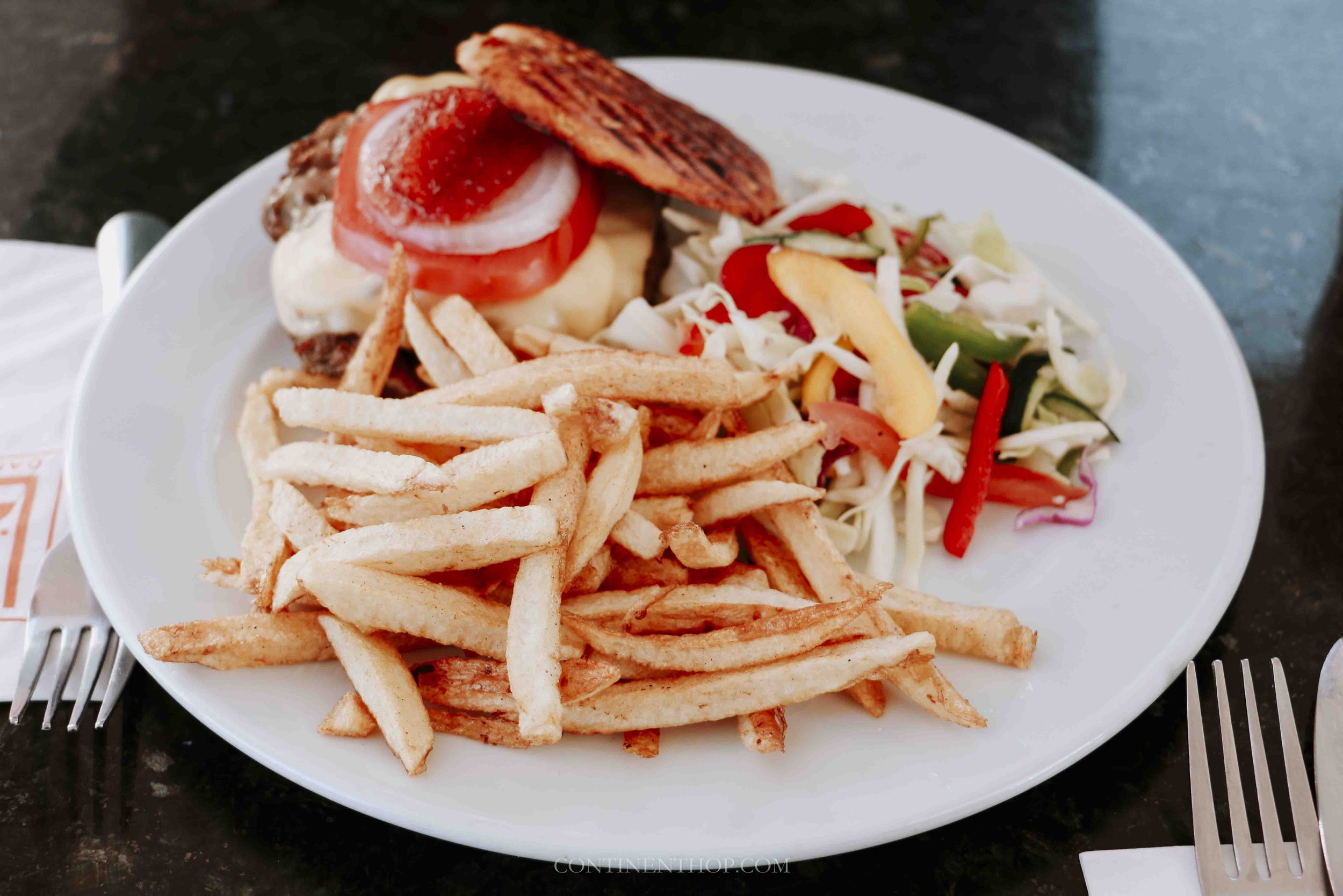 Traditional foods from Morocco camel burger with chips