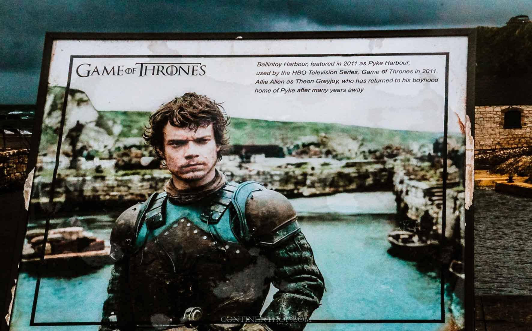 Plaque in front of Ballintoy Harbour in Northern Ireland Game of Thrones Locations