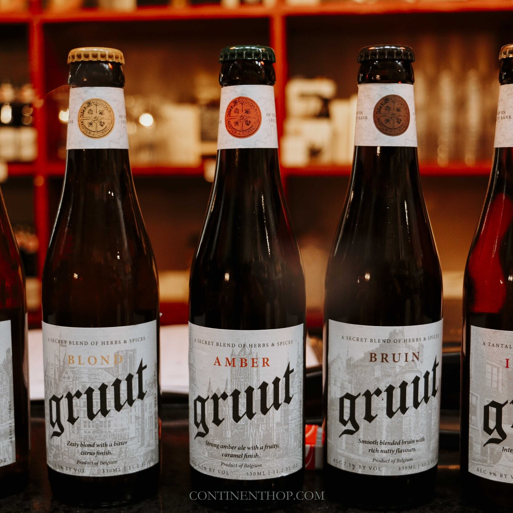 Bottles of craft beer Gruut in Ghent