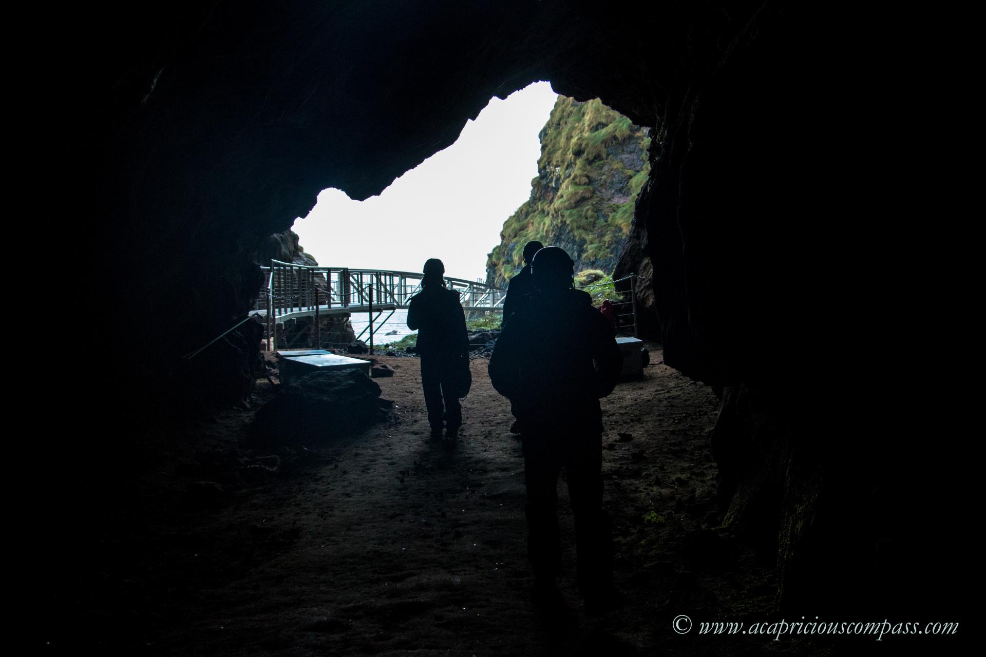 Sandy cave at the gobbins walkway northern ireland antrim