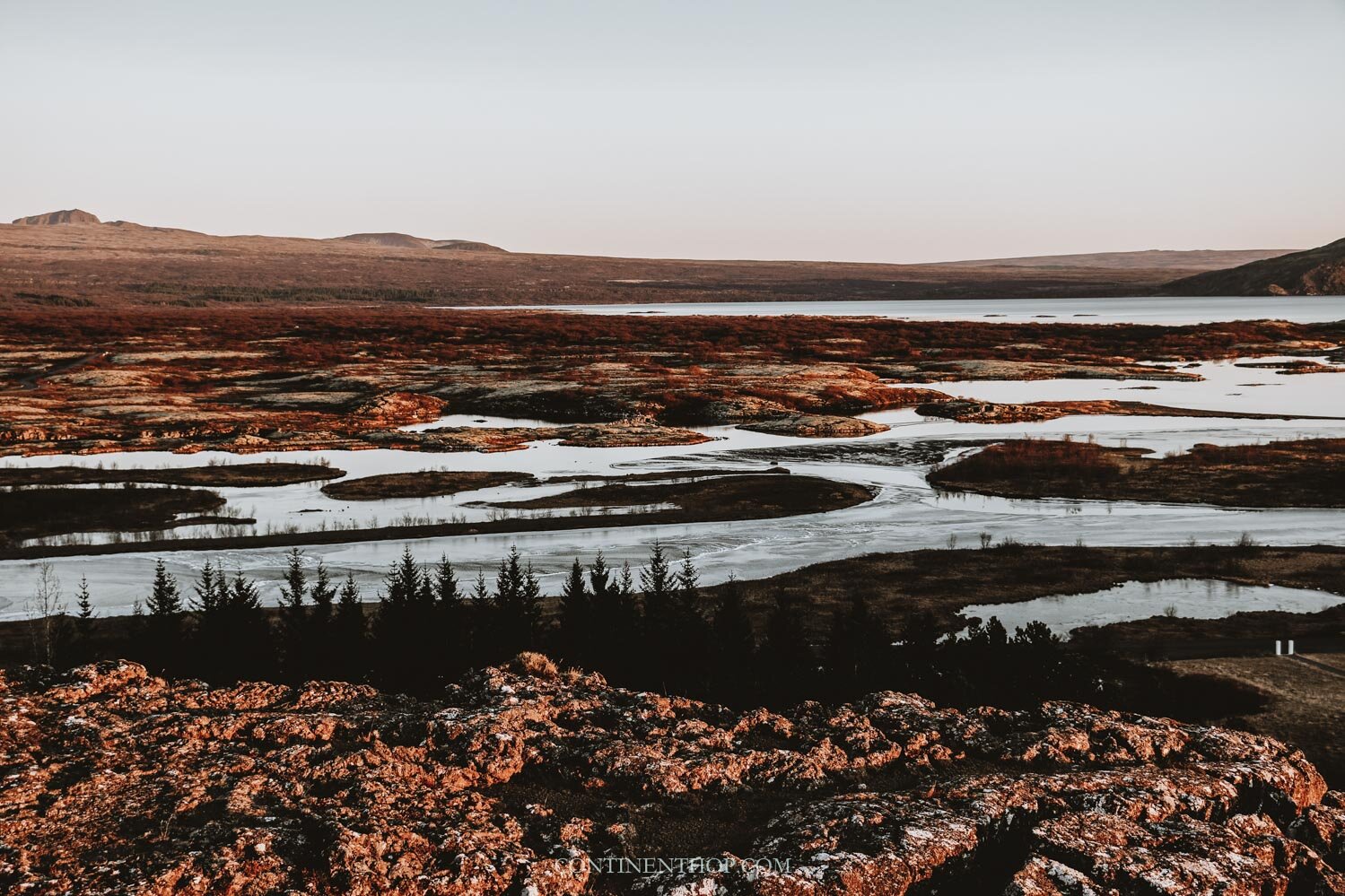 The frozen Oxara river in Thingvellir national park as seen on an Iceland 6 day itinerary