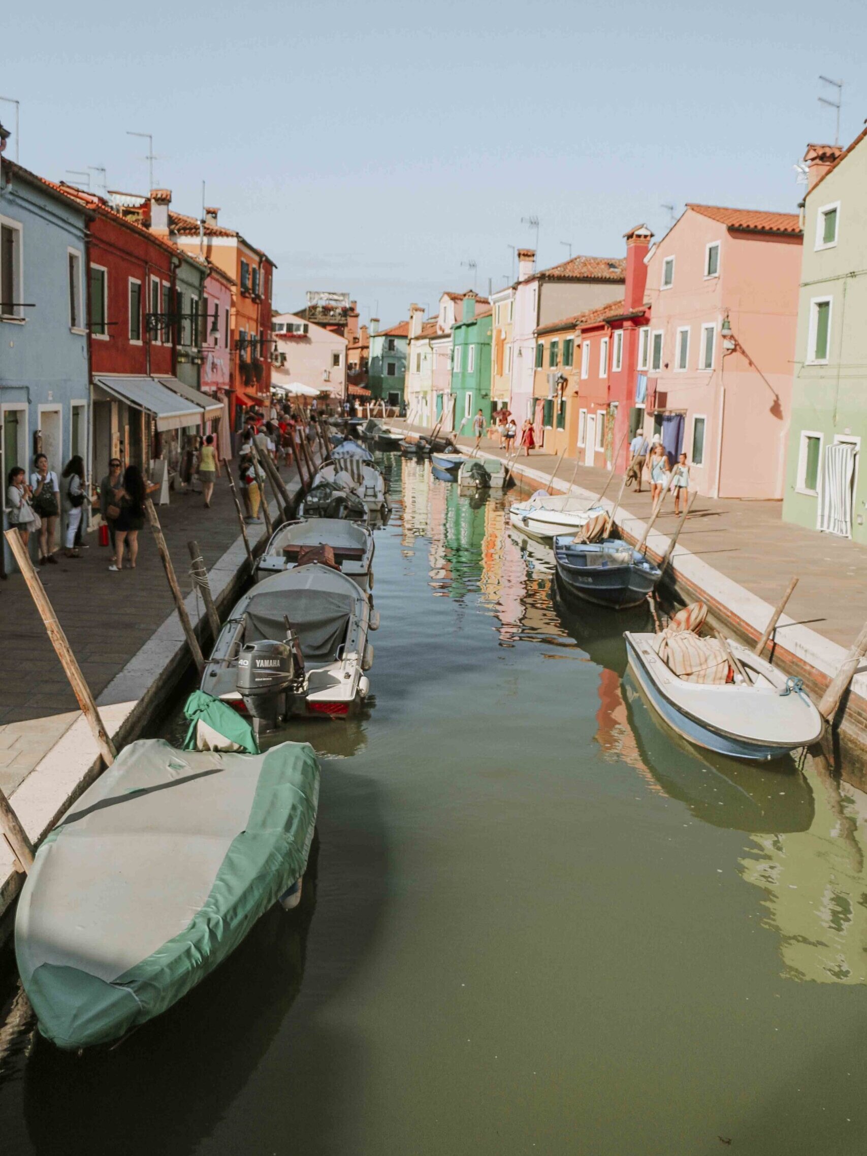 Italy in summer burano island with colorful boats