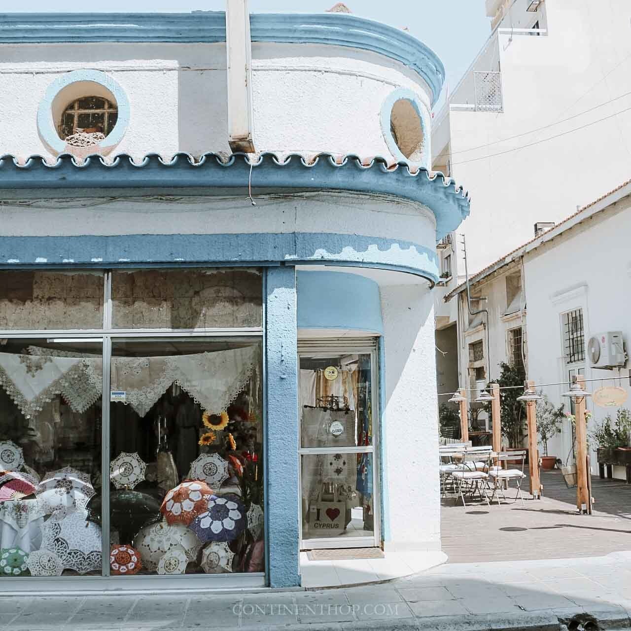 See blue stores in Larnaca on Cyprus itinerary