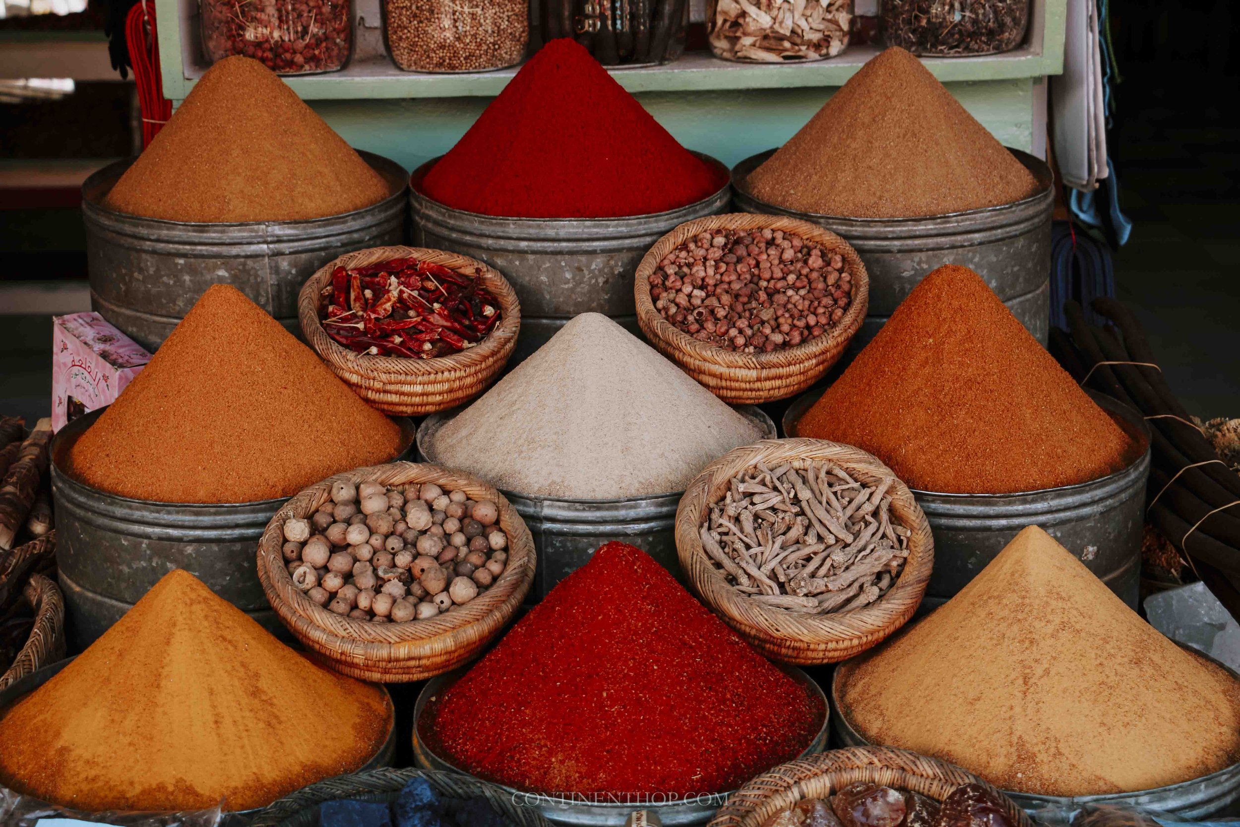 mounds of spices at place jemaa el fna