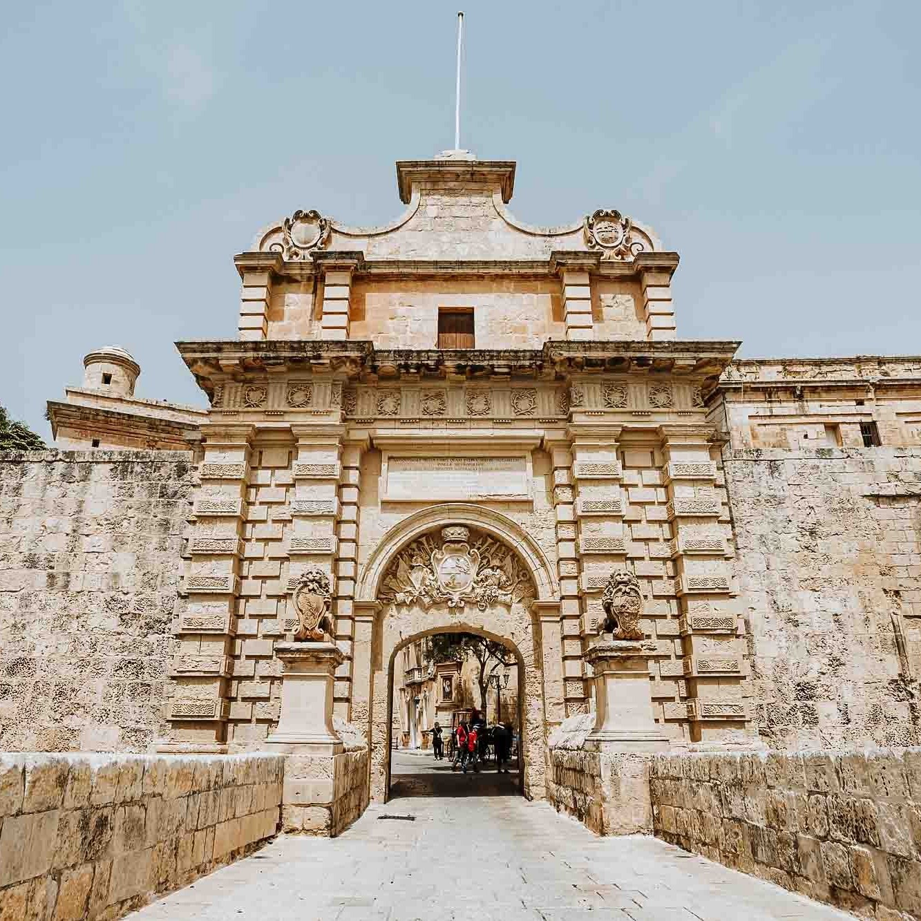 Entrance to the Mdina with medieval architecture on a Malta weekend break on a 2 days in Malta itinerary