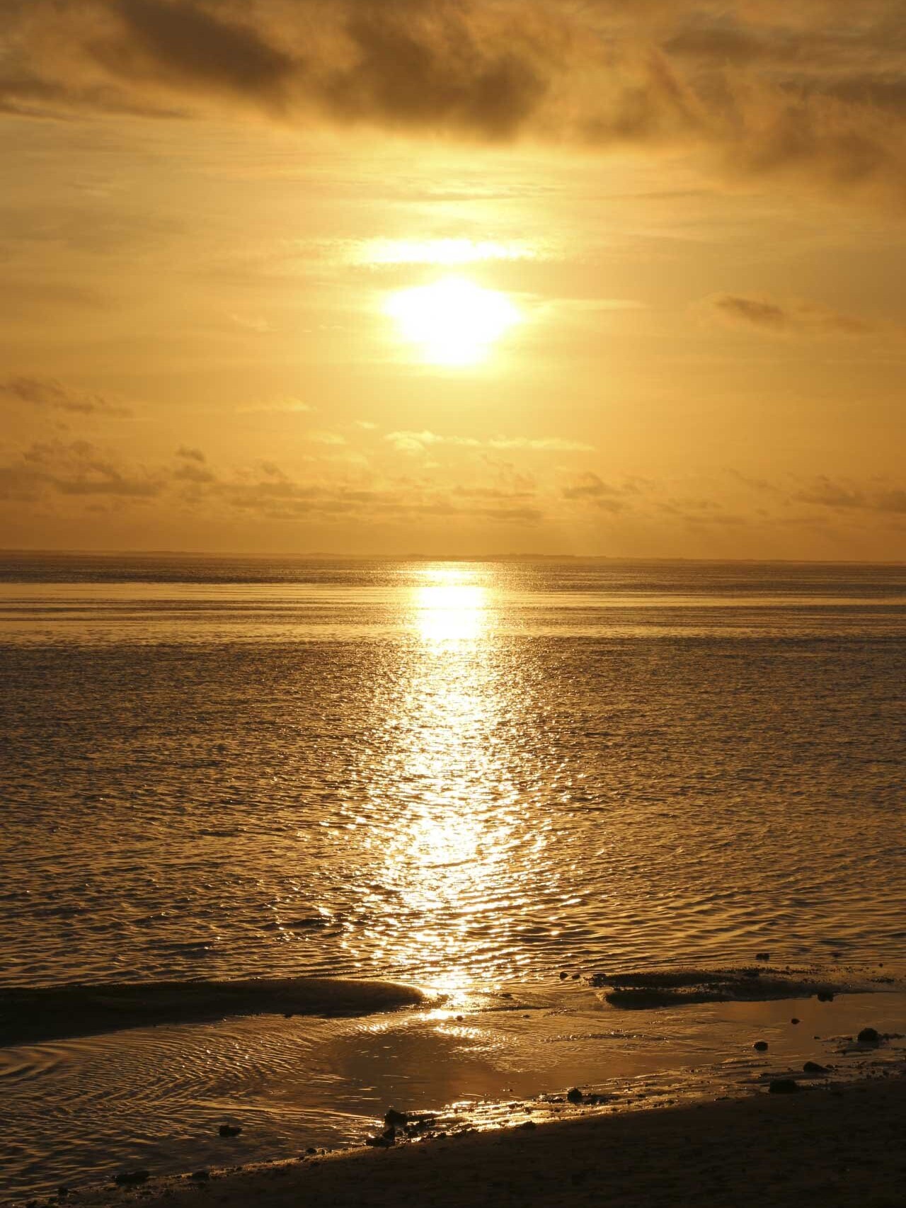 Sunset making the water glisten in Mauritius