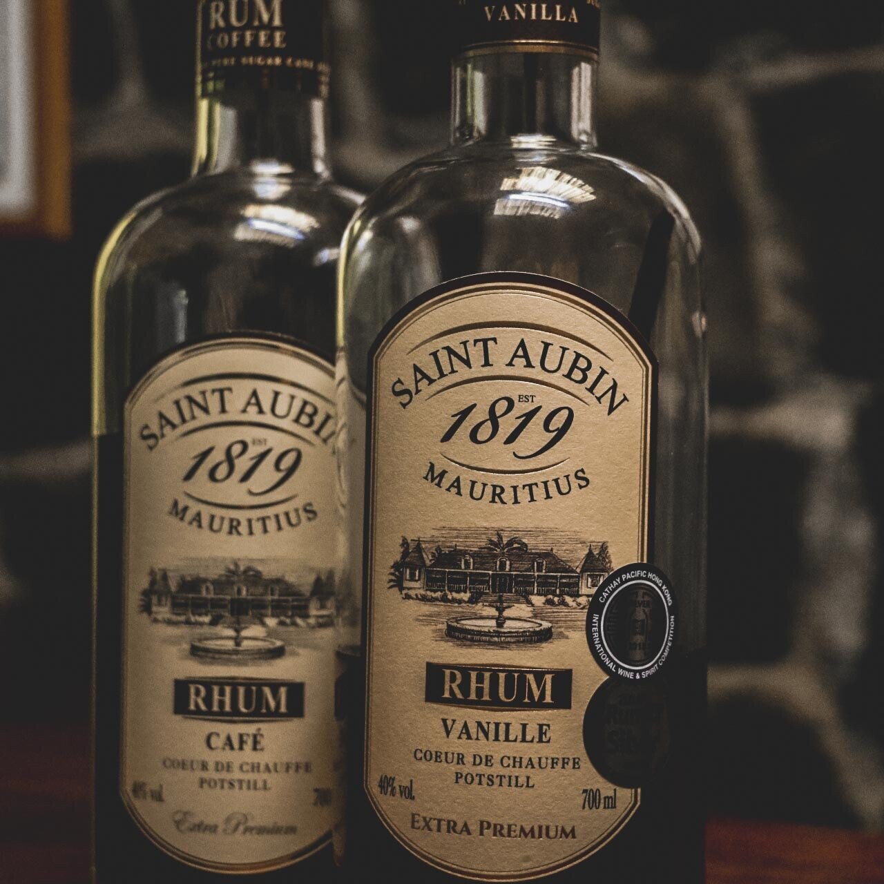Bottles of Saint Auburn rum in Mauritius