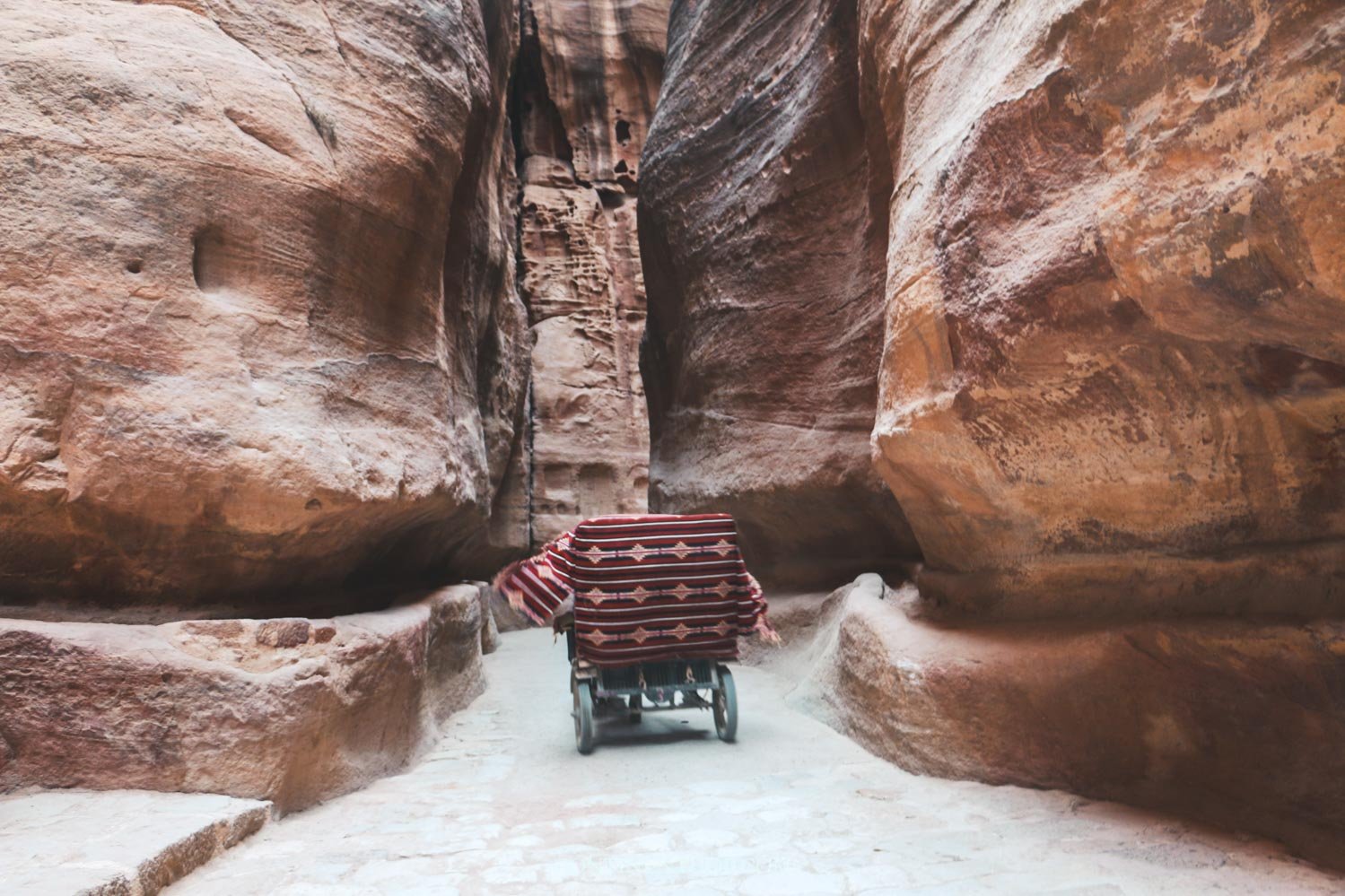A buggy passing through the Siq in Petra night tour