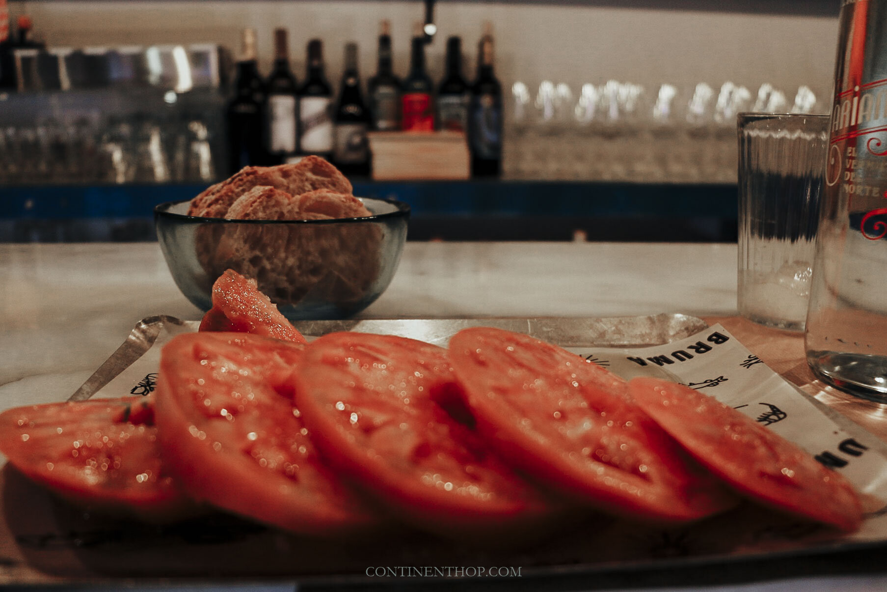 tomate tapas in santander spain with some sliced bread