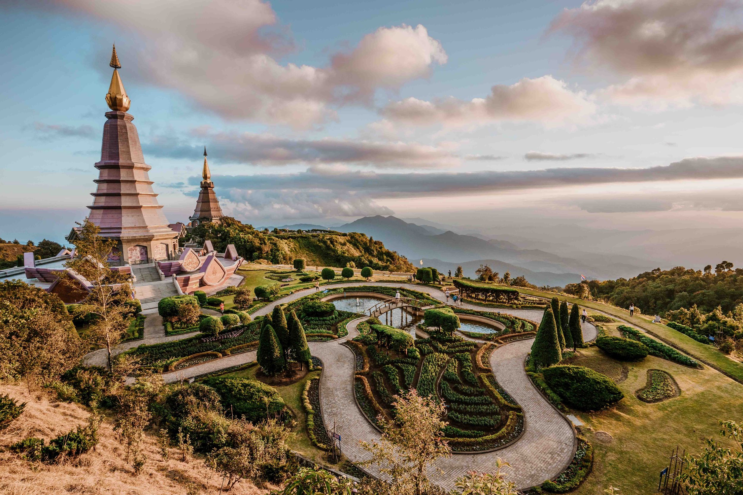 Landscape of Two Pagodas at Doi Inthanon in Chiang Mai on 1 month Thailand travel itinerary
