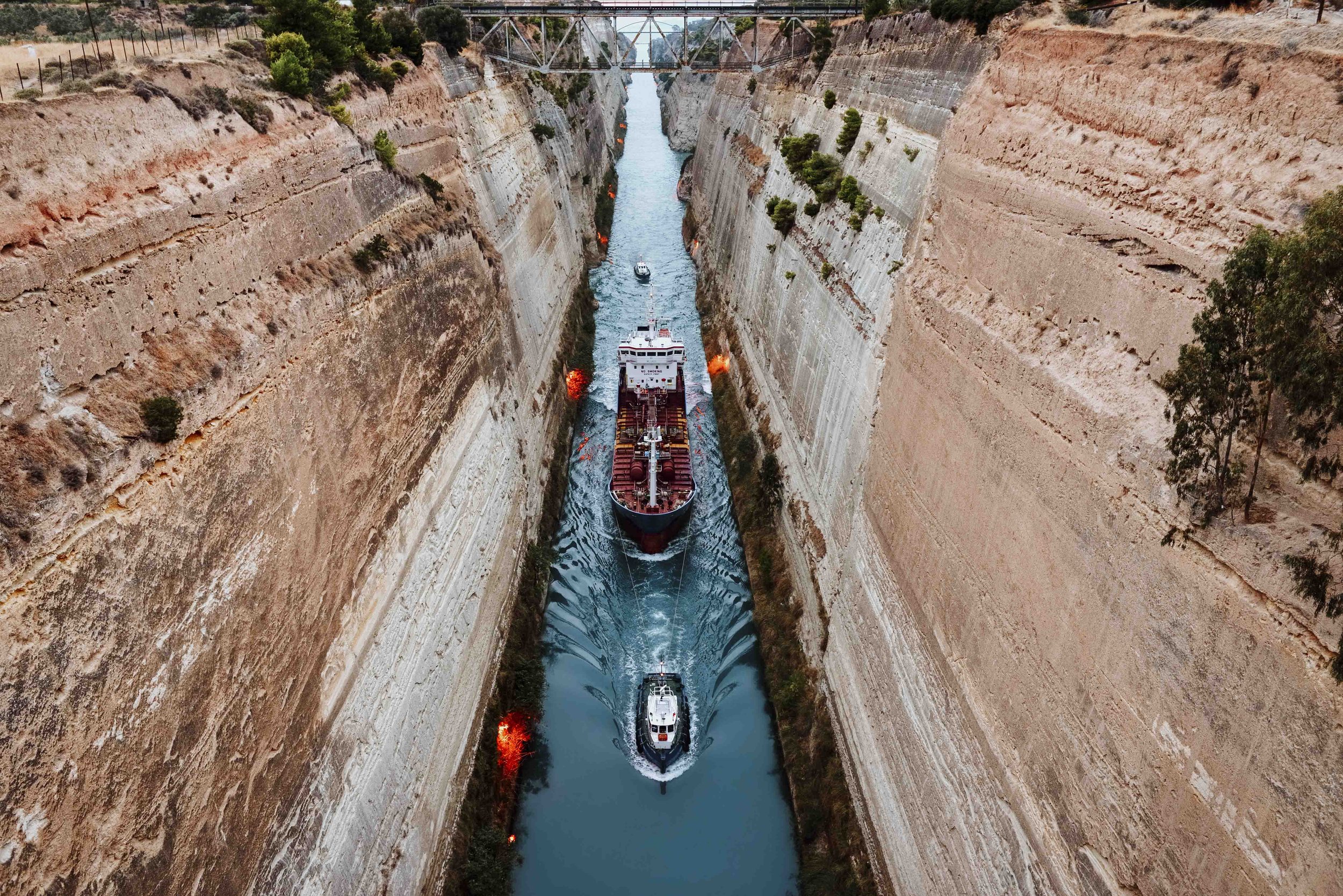 Boats passing through the Corinth canal olympia greece things to do