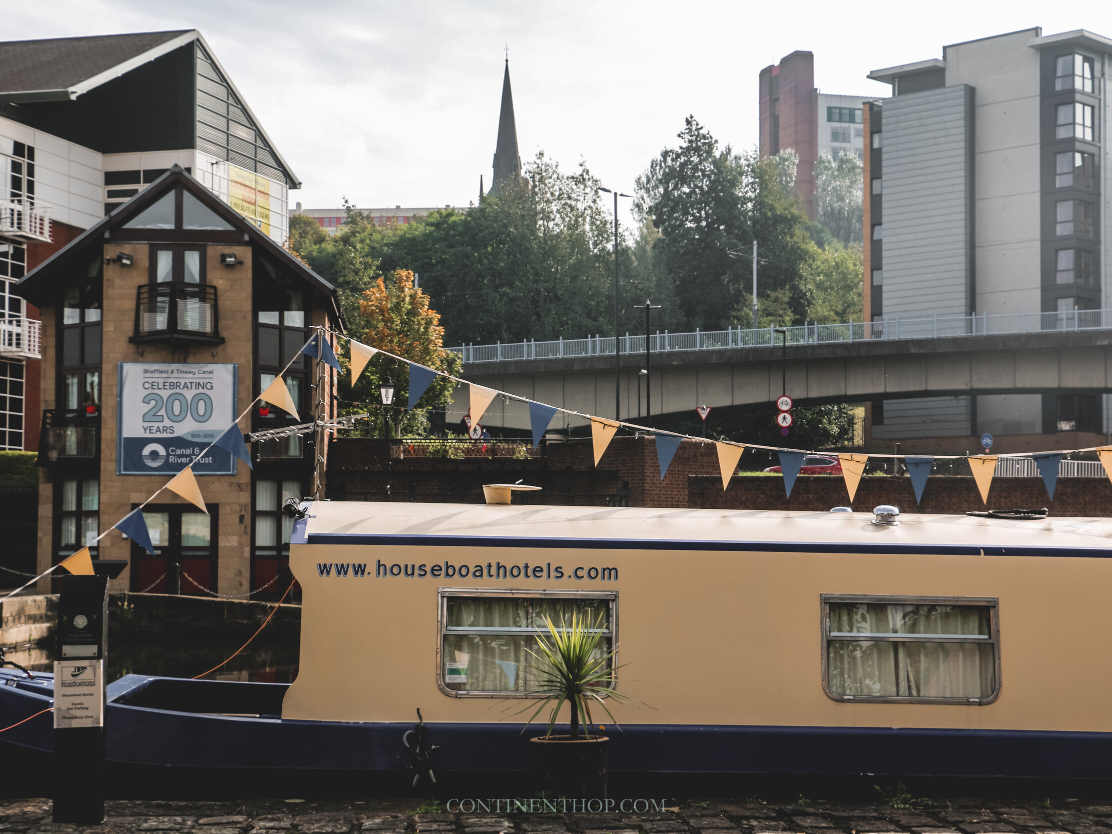 A houseboat hotel near Victoria Quays on a day out in Sheffield England