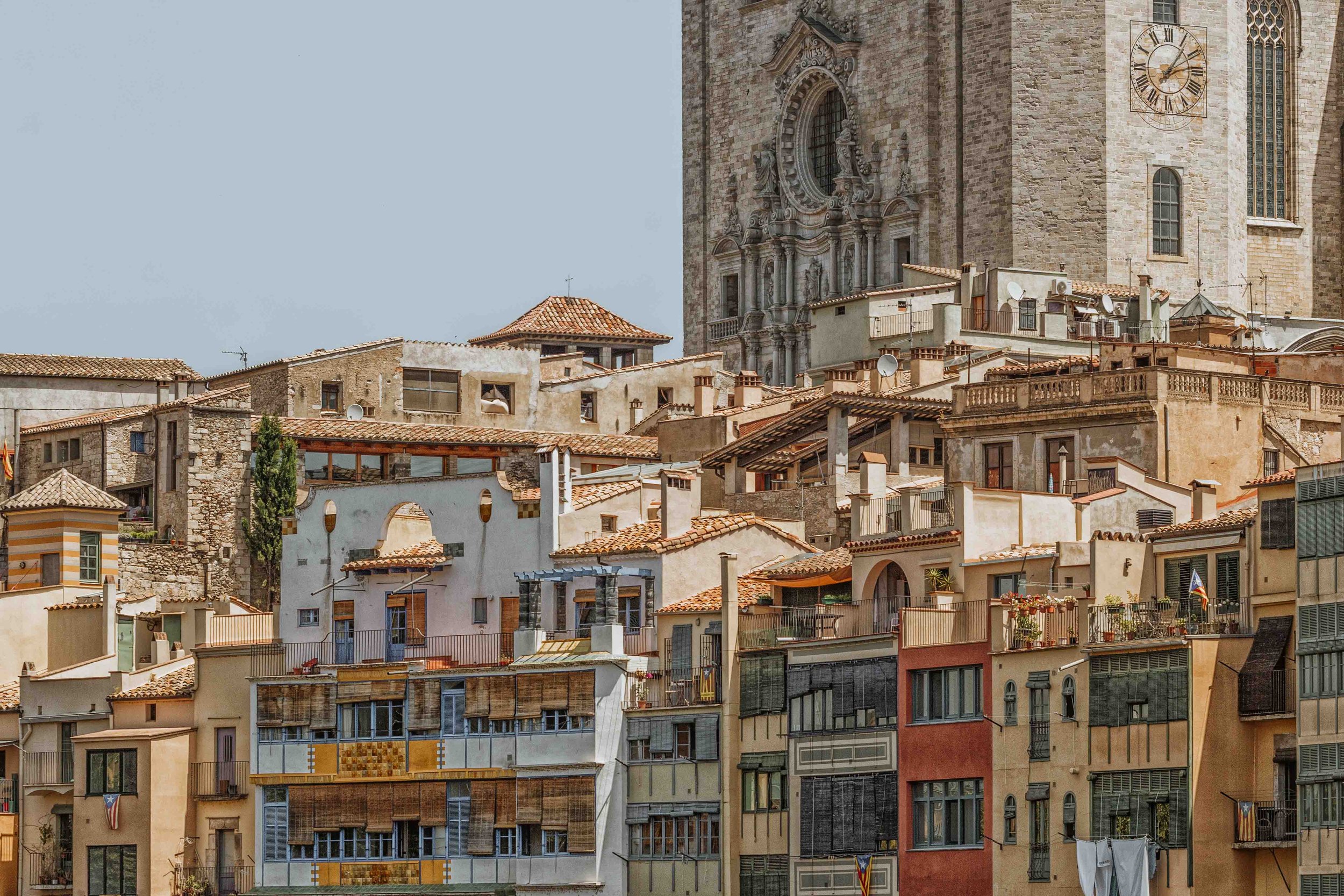 Colorful buildings in Girona to Pals