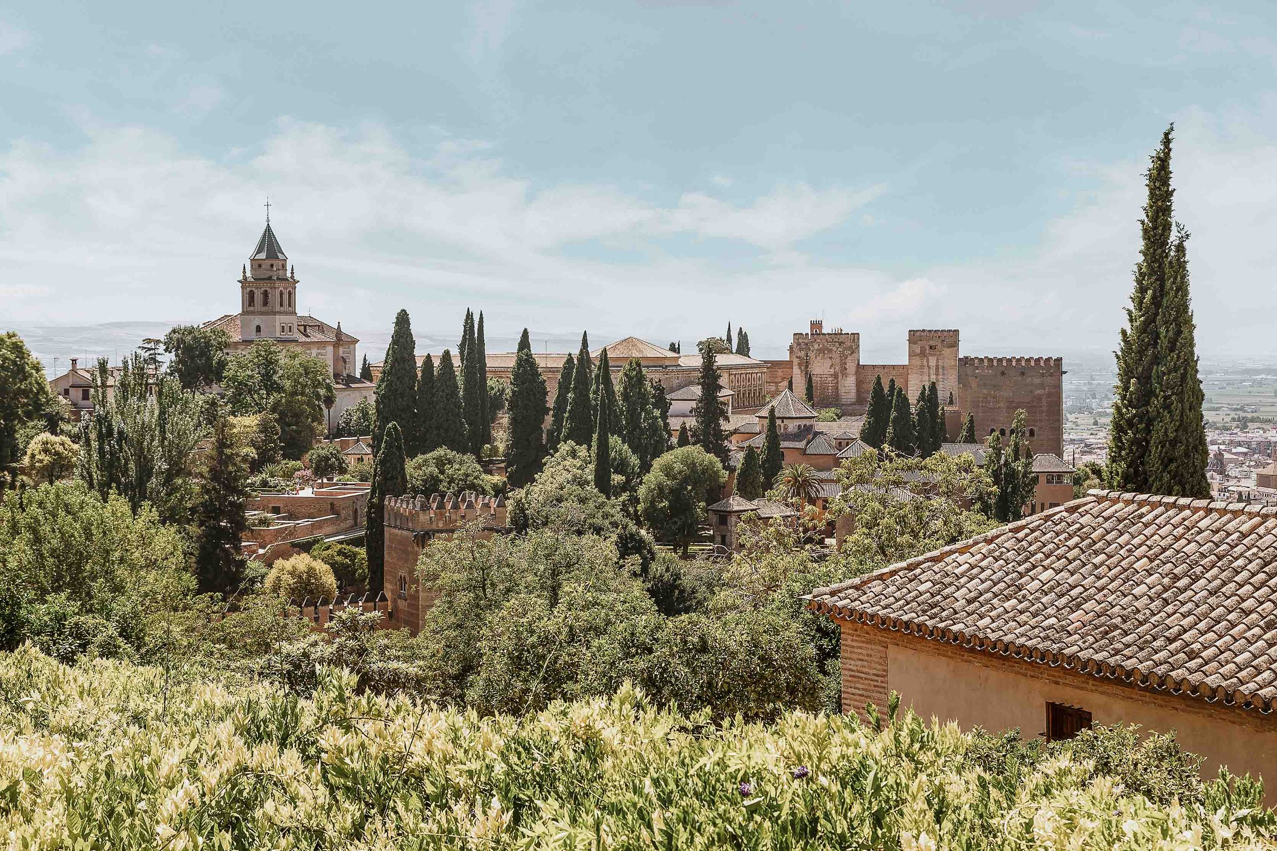 Views of the Alhambra in Granada from Malaga to granada