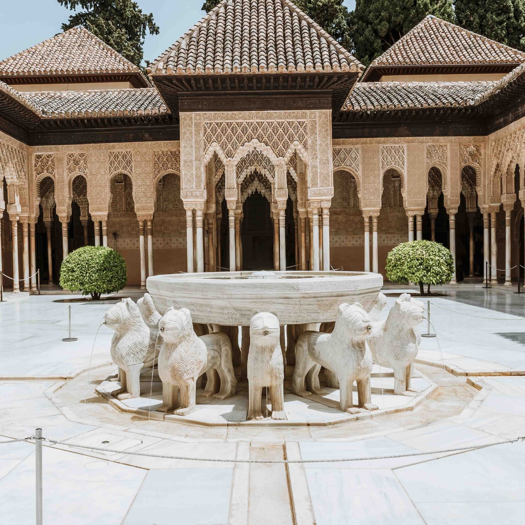 The architecture inside the Alhambra from Malaga to granada