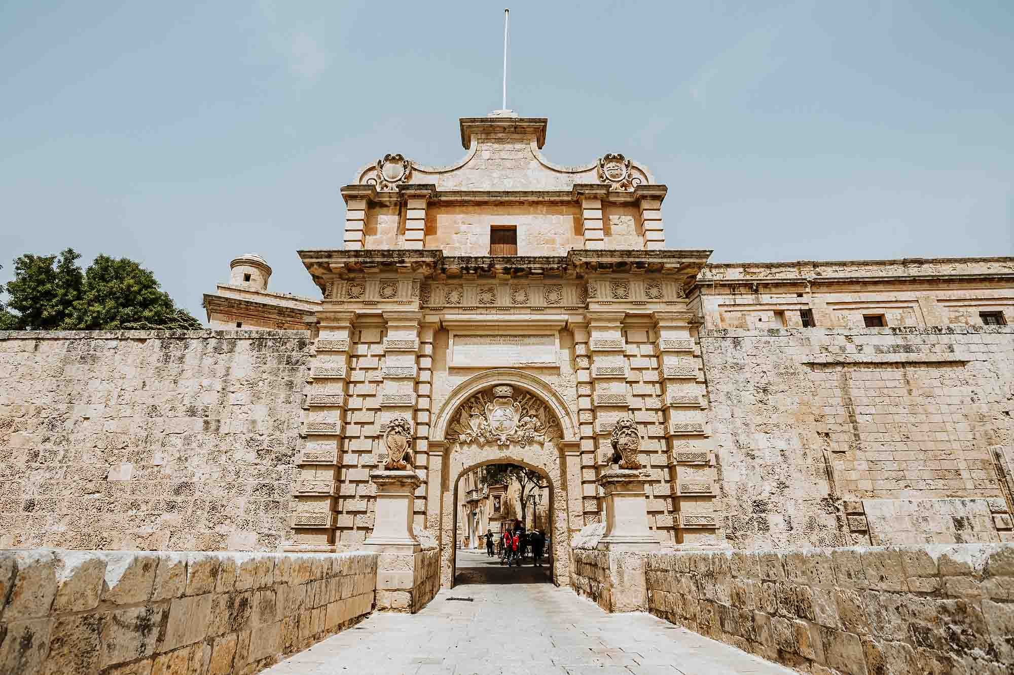 The main gate of the Mdina from Valletta to Mdina