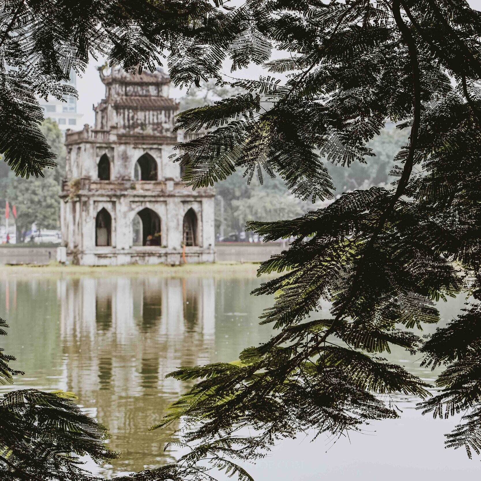Turtle temple at Hoan Kiem lake in one day in Hanoi itinerary