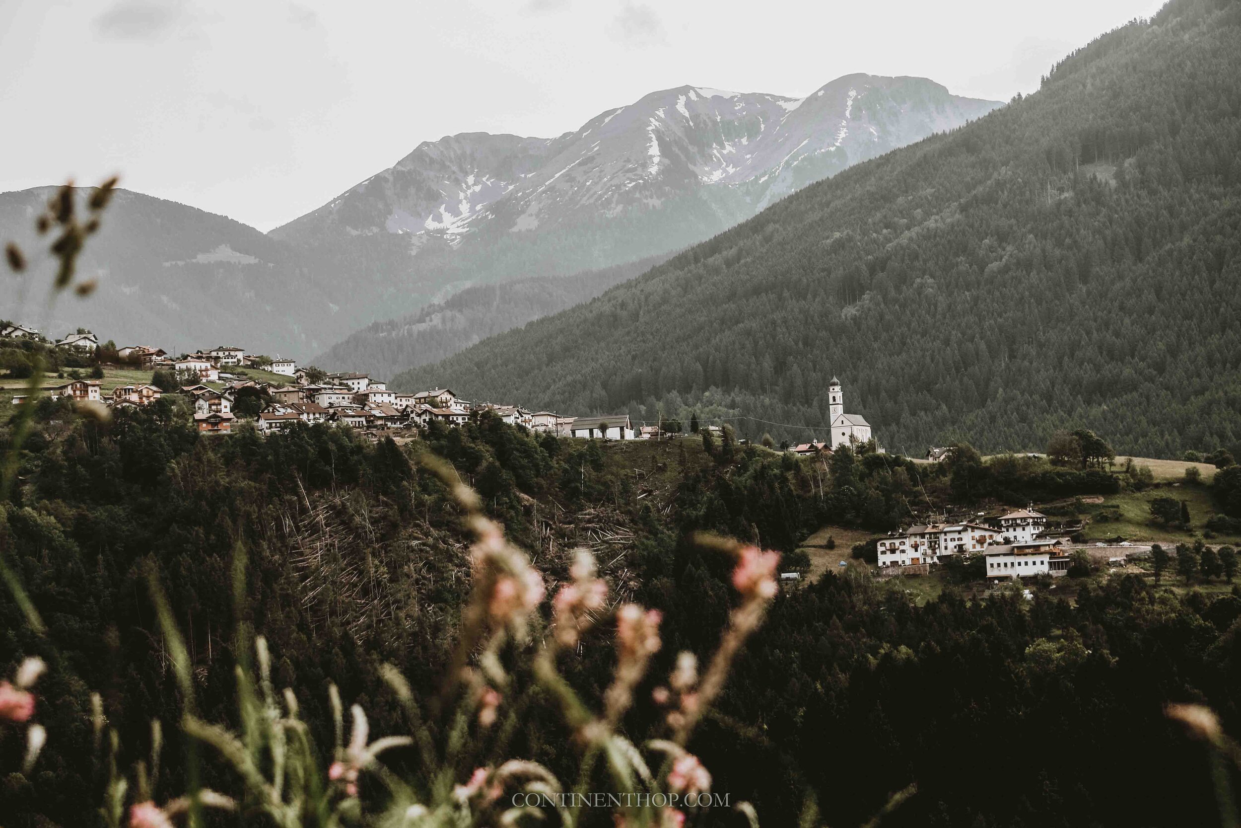 View of the village of Bedollo in Val Di Cembra, Trentino, Italy