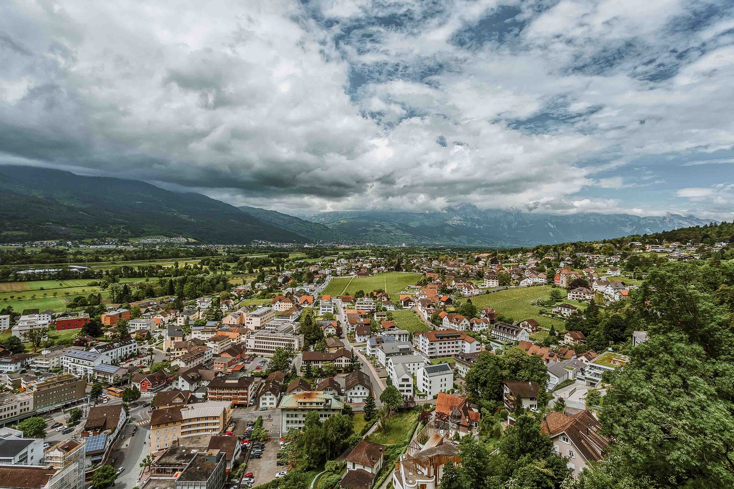 Vaduz, Liechtenstein aerial view.