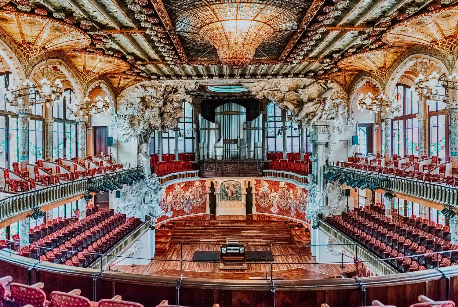 Interior of Palau de la Musica Catalana, Barcelona, Catalonia, Spain