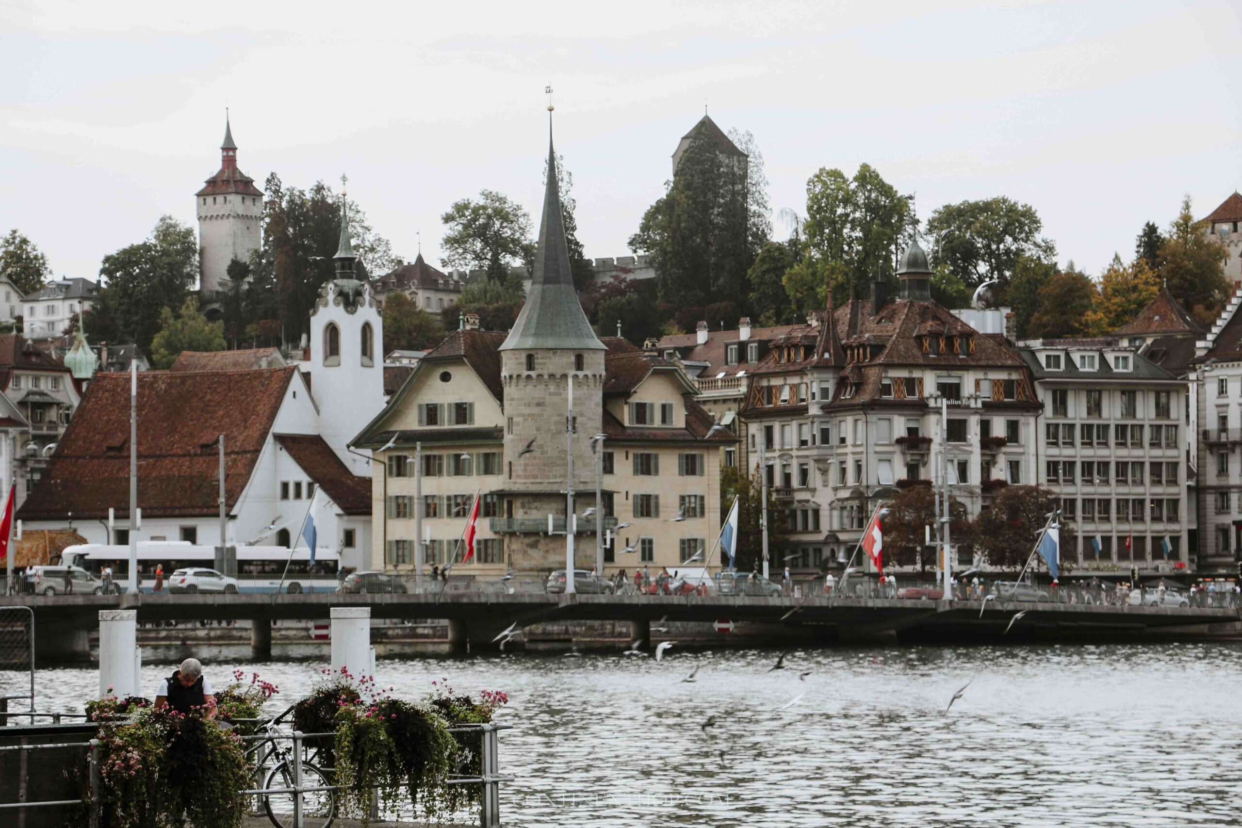 Cityscape of Lucerne with buildings on a switzerland road trip itinerary